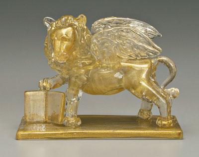 Appraisal: Murano glass winged lion with book gold flecked glass St