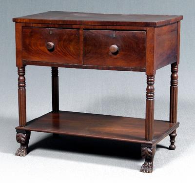 Appraisal: Classical mahogany server mahogany veneers with pine secondary two hand