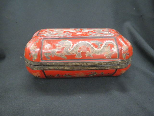 Appraisal: Oriental Lacquerware Box dragon and ball decor X