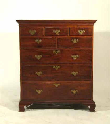 Appraisal: Chippendale walnut tall chest of drawers late th century Rectangular