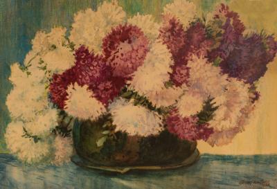 Appraisal: Georg Wagner th Century Dahlias in a Bowl signed and