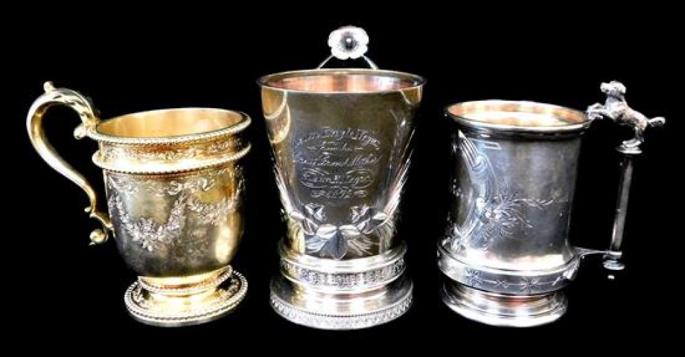 Appraisal: SILVER Three th C New York silver cups including two