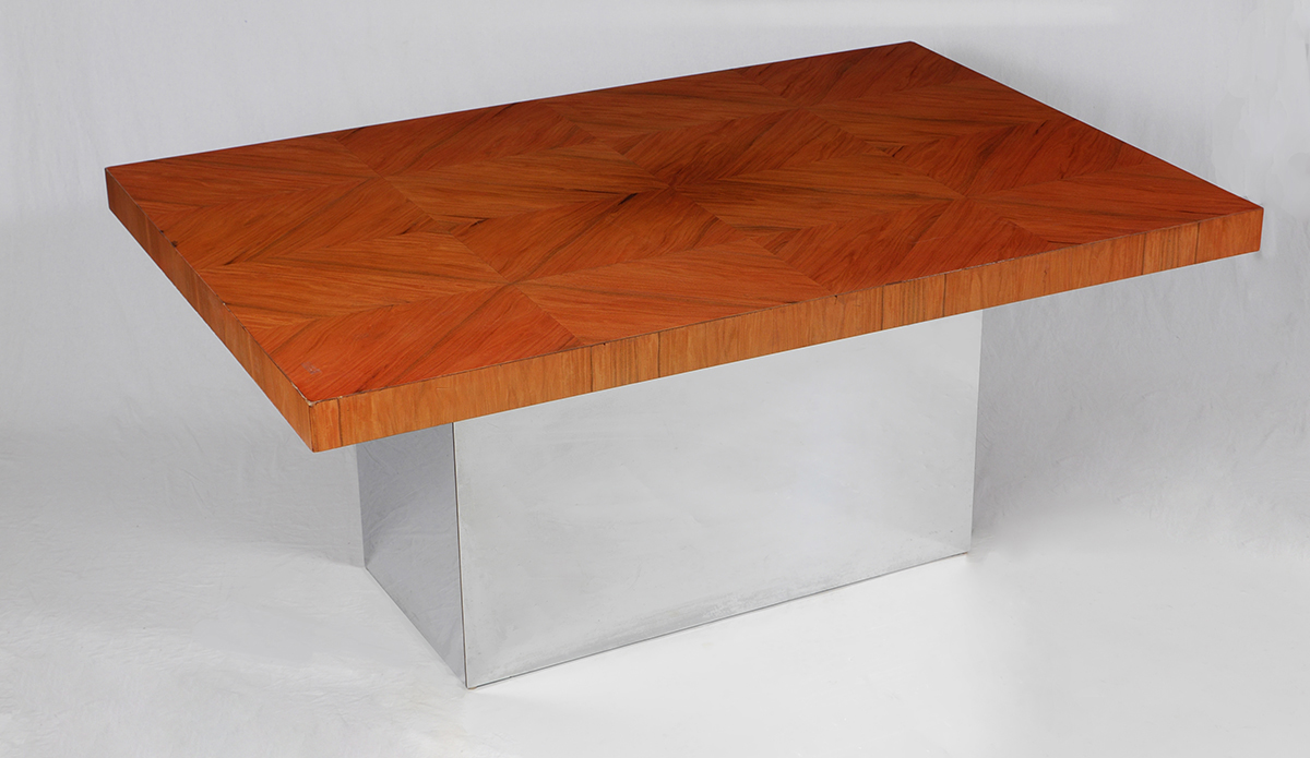 Appraisal: MILO BAUGHMAN FOR THAYER COGGIN DINING TABLE Fixed rectangular parquetry