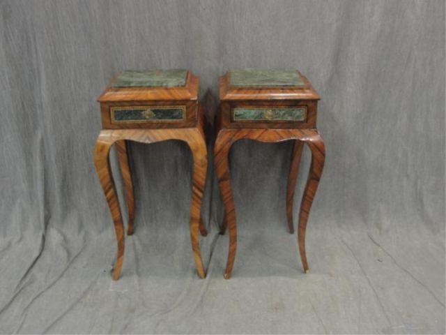 Appraisal: Pair of Marbletop Drawer End Tables As is From a