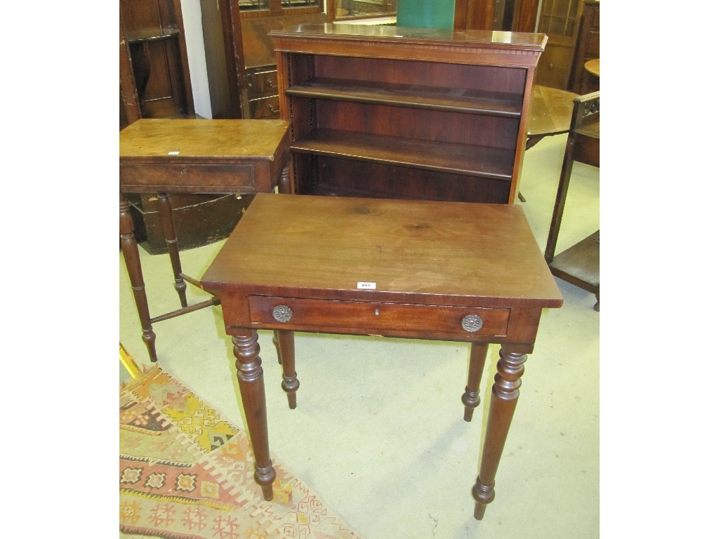 Appraisal: Two Victorian mahogany single drawer tables and a mahogany open