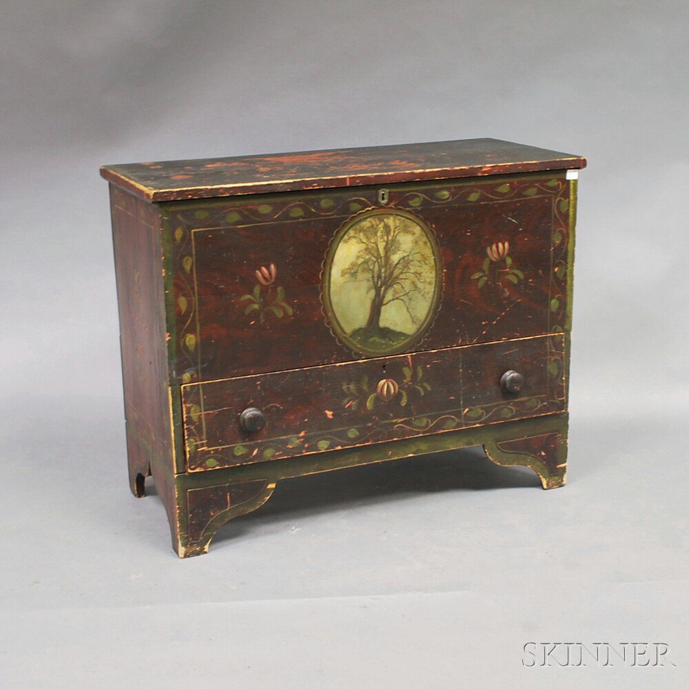 Appraisal: Paint-decorated One-drawer Blanket Chest New England th century the grain-painted