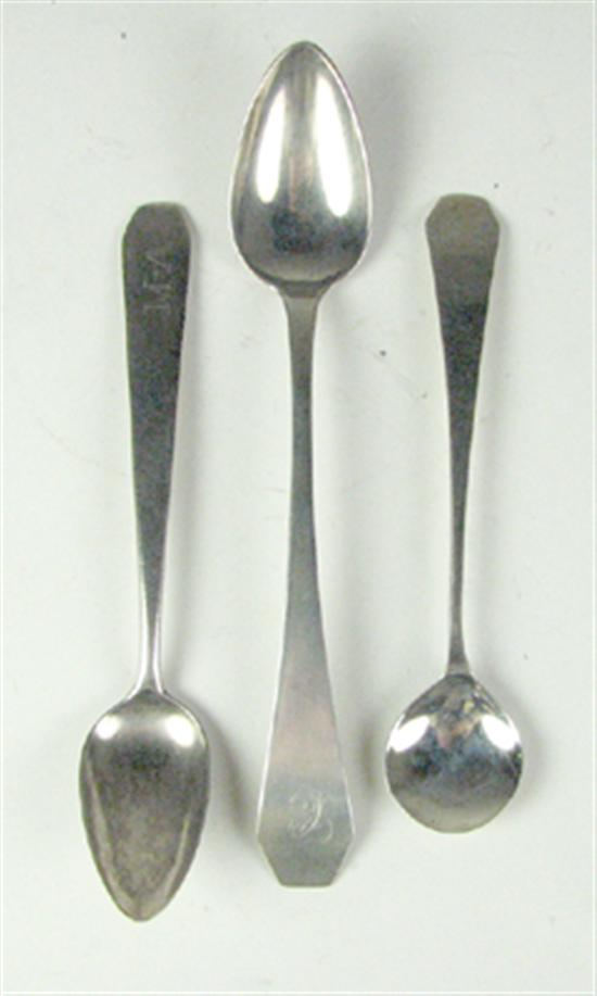 Appraisal: Group of Three American Coin Silver Spoons th Century Coffin-back