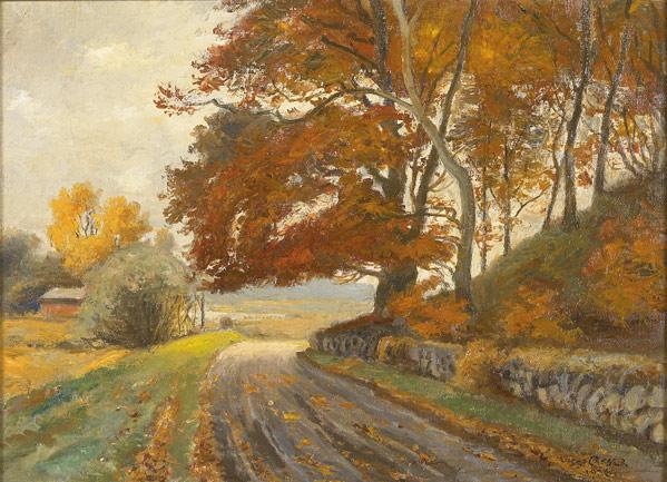 Appraisal: OLAF VIGGO PETER LANGER Danish - October oil on canvas