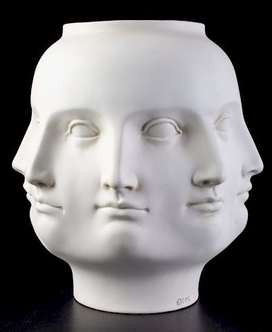 Appraisal: Piero Fornasetti Style Perpetual Face Vase Vitruvian Collection abstract ivory