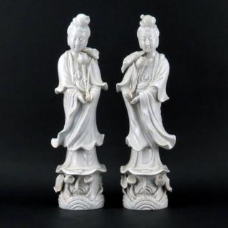 Appraisal: Pair of th Century Chinese Blanc de Chine Guanyin Figurines