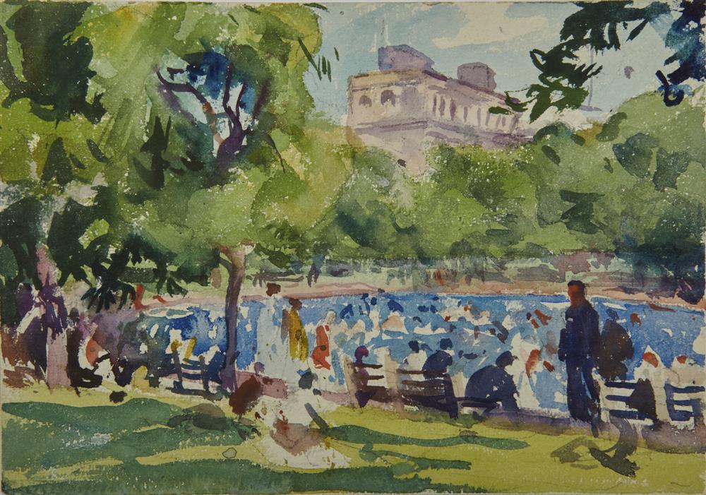 Appraisal: AIDEN LASSELL RIPLEY American - Boston Public Garden View watercolor