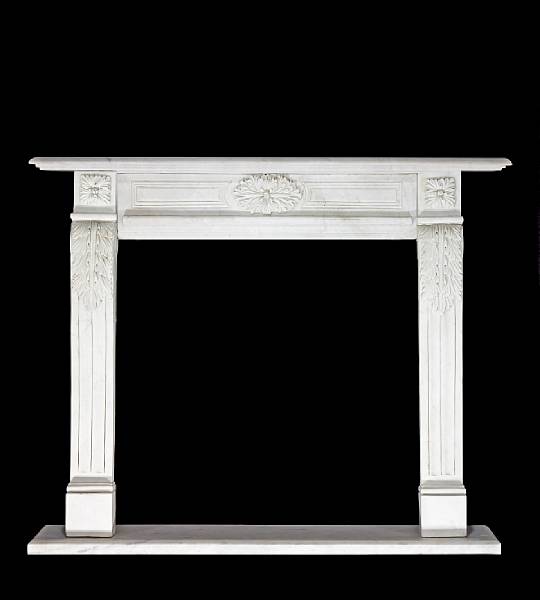 Appraisal: A Louis XVI style marble fireplace surround The outset rectangular