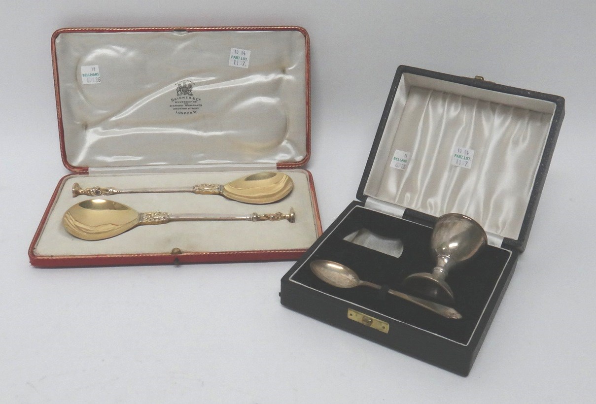 Appraisal: A pair of silver and gilt apostle serving spoons with