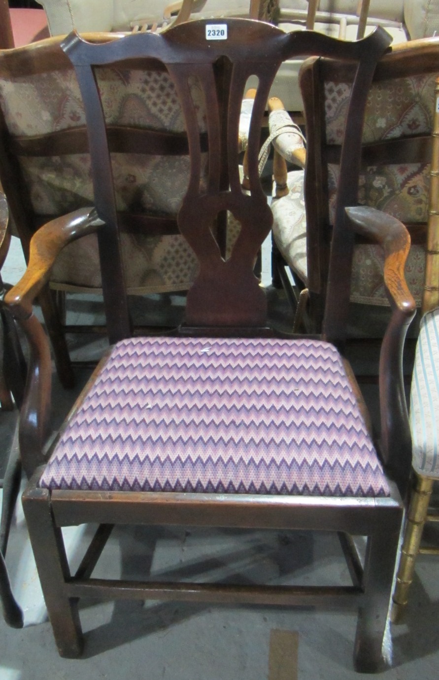 Appraisal: A th century mahogany open armchair and a pair of