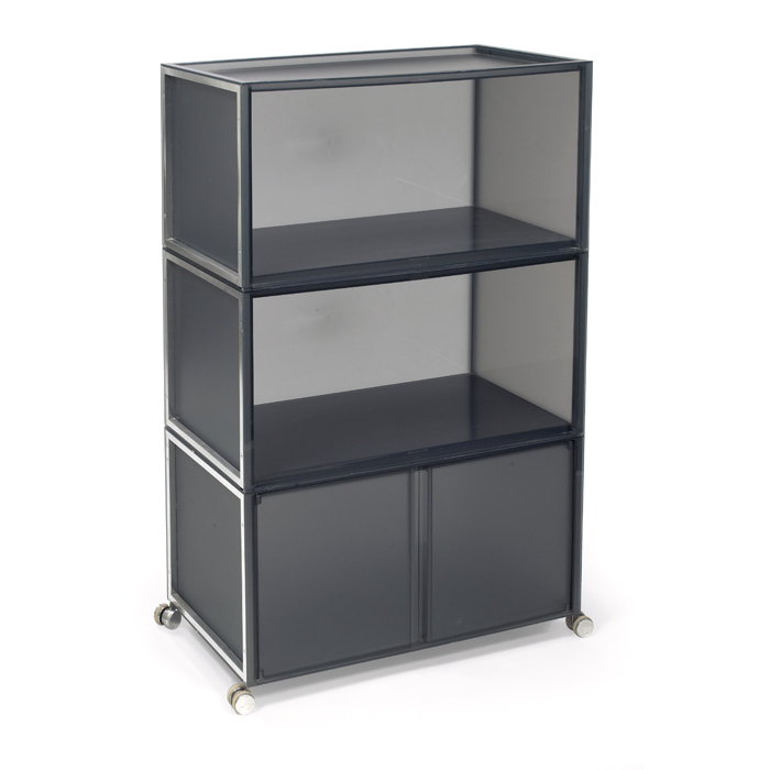 Appraisal: Kartell modular storage unit gray plastic with metal trim threepieces