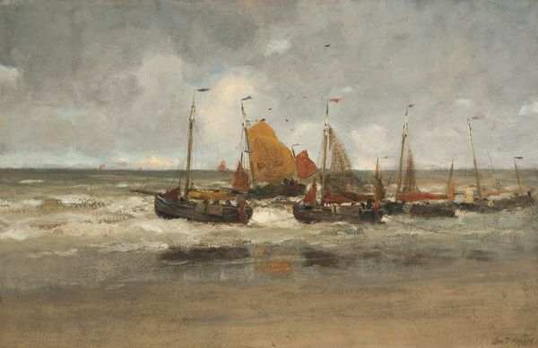 Appraisal: GRUPPE CHARLES PAUL American - Dutch Fishing Boats oil on