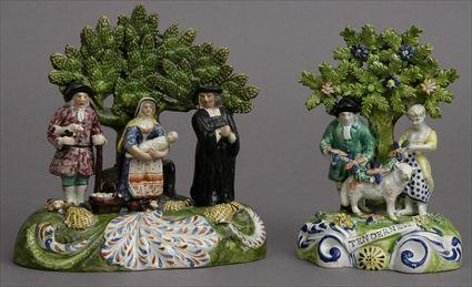 Appraisal: WALTON POTTERY GROUP TENDERNESS AND A STAFFORDSHIRE GROUP THE TITHE