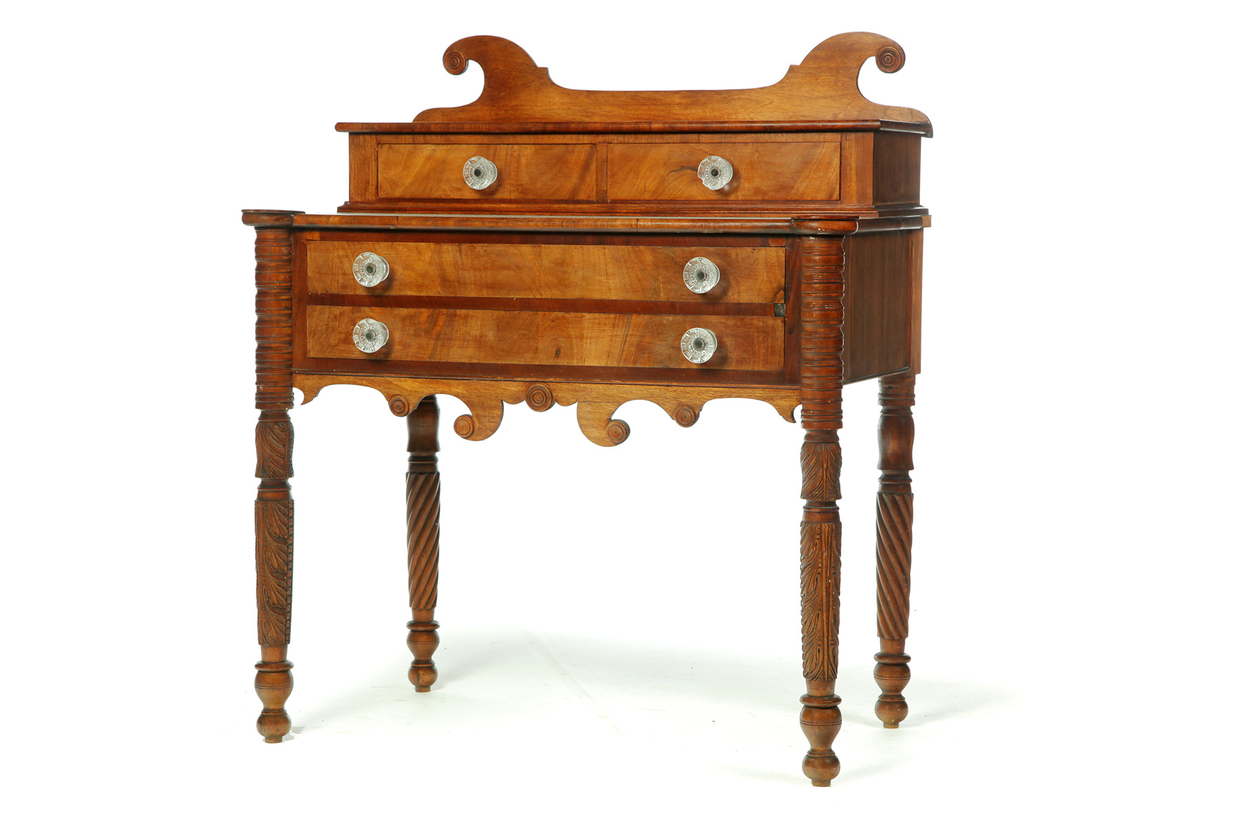 Appraisal: AMERICAN CLASSICAL DRESSING TABLE - mahogany and pine Shaped backsplash