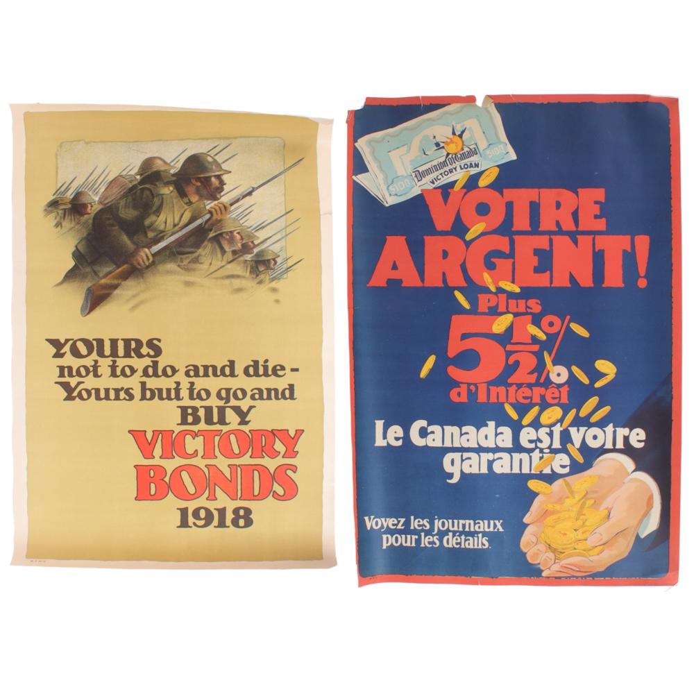 Appraisal: TWO WW CANADA POSTERS VICTORY LOAN VOTRE ARGENT AND VICTORY