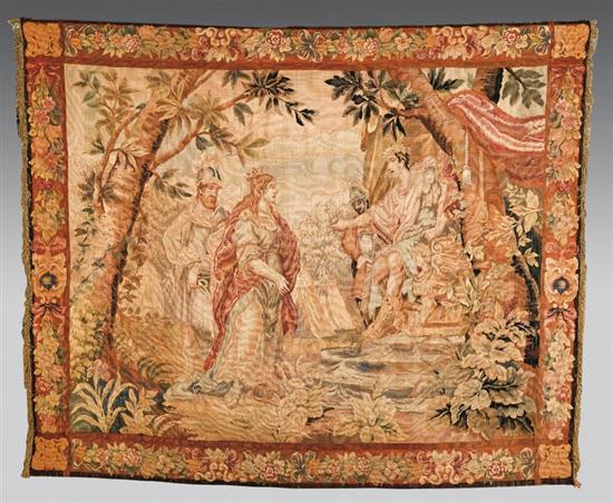 Appraisal: Continental Aubusson tapestry late th early th century floral border