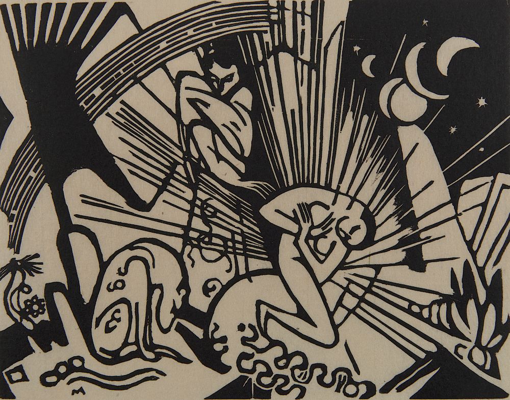 Appraisal: FRANZ MARC German - Versohnung Reconciliation woodcut FRANZ MARC German