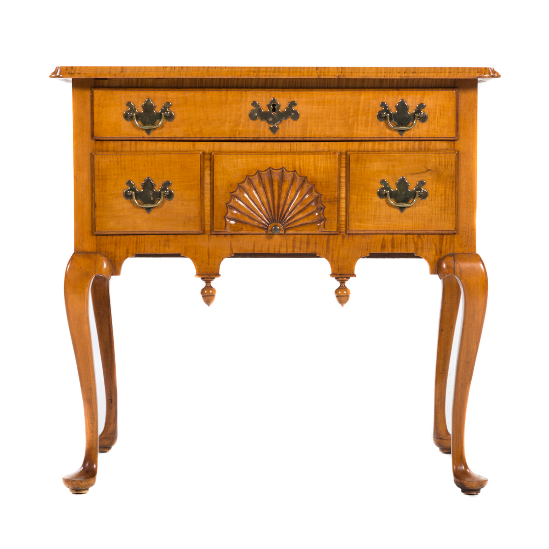 Appraisal: Queen Anne style tiger maple lowboy late th early th