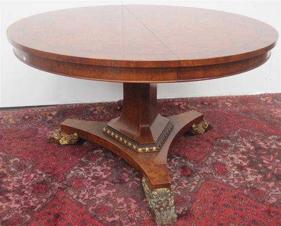 Appraisal: DINING TABLE An Italian banded burled walnut oval single pedestal