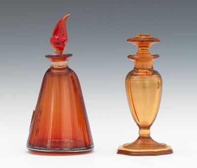 Appraisal: Two Vintage Glass Perfume Bottles A red flash glass tapering