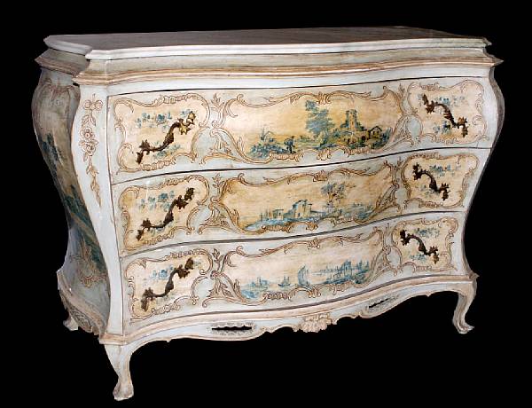 Appraisal: A Venetian style bombe commode height in width in depth