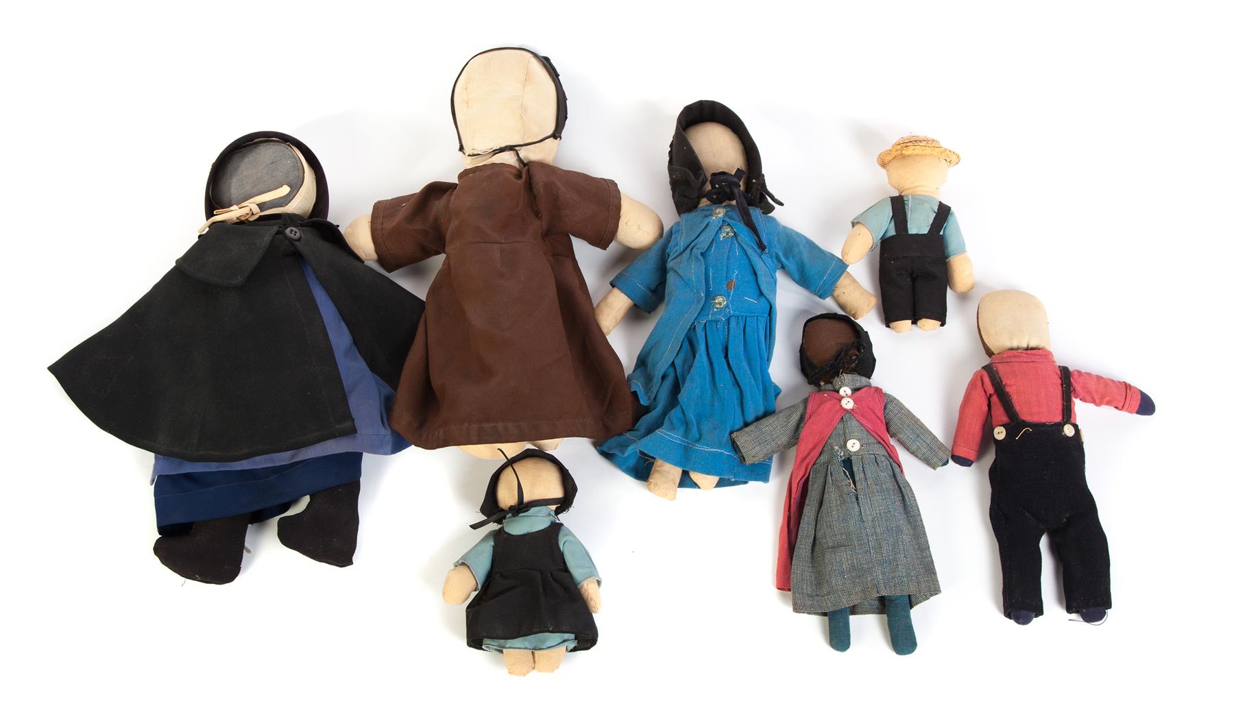 Appraisal: SEVEN AMISH DOLLS American th century Beautifully dressed in tradition