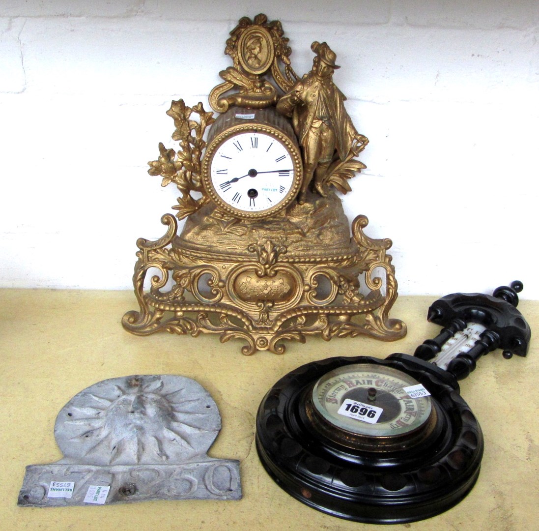 Appraisal: A gilt spelter figural mantle clock cm high a reproduction