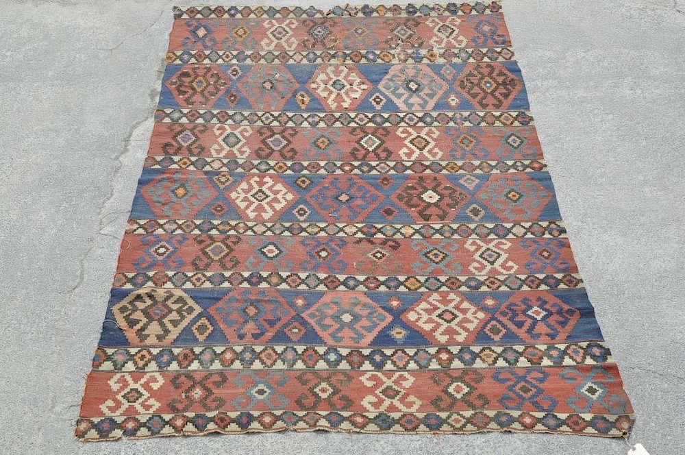 Appraisal: Caucasian Kilim Rug Caucasian Kilim rug ' long wide Condition