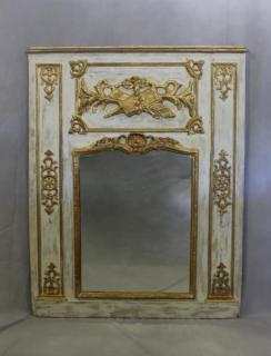 Appraisal: Antique French Carved and Giltwood Trumeau Mirror From a Sutton