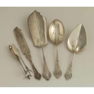 Appraisal: Vanderslice Silver Serving Pieces Comstock Pattern Five pieces Vanderslice silver