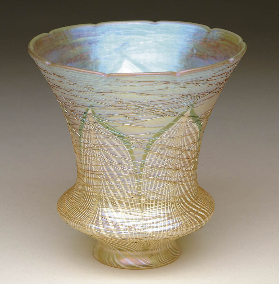 Appraisal: AMERICAN ART GLASS SHADE Attributed to Lustre Art this American