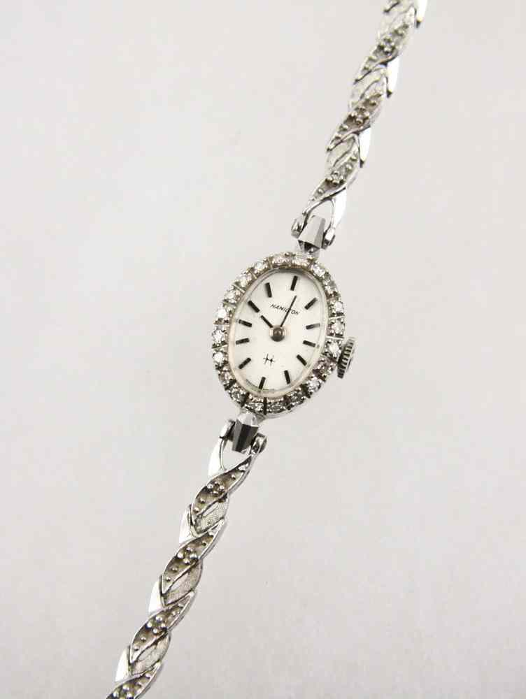 Appraisal: LADY'S WRISTWATCH - One K white gold Hamilton jewel wristwatch