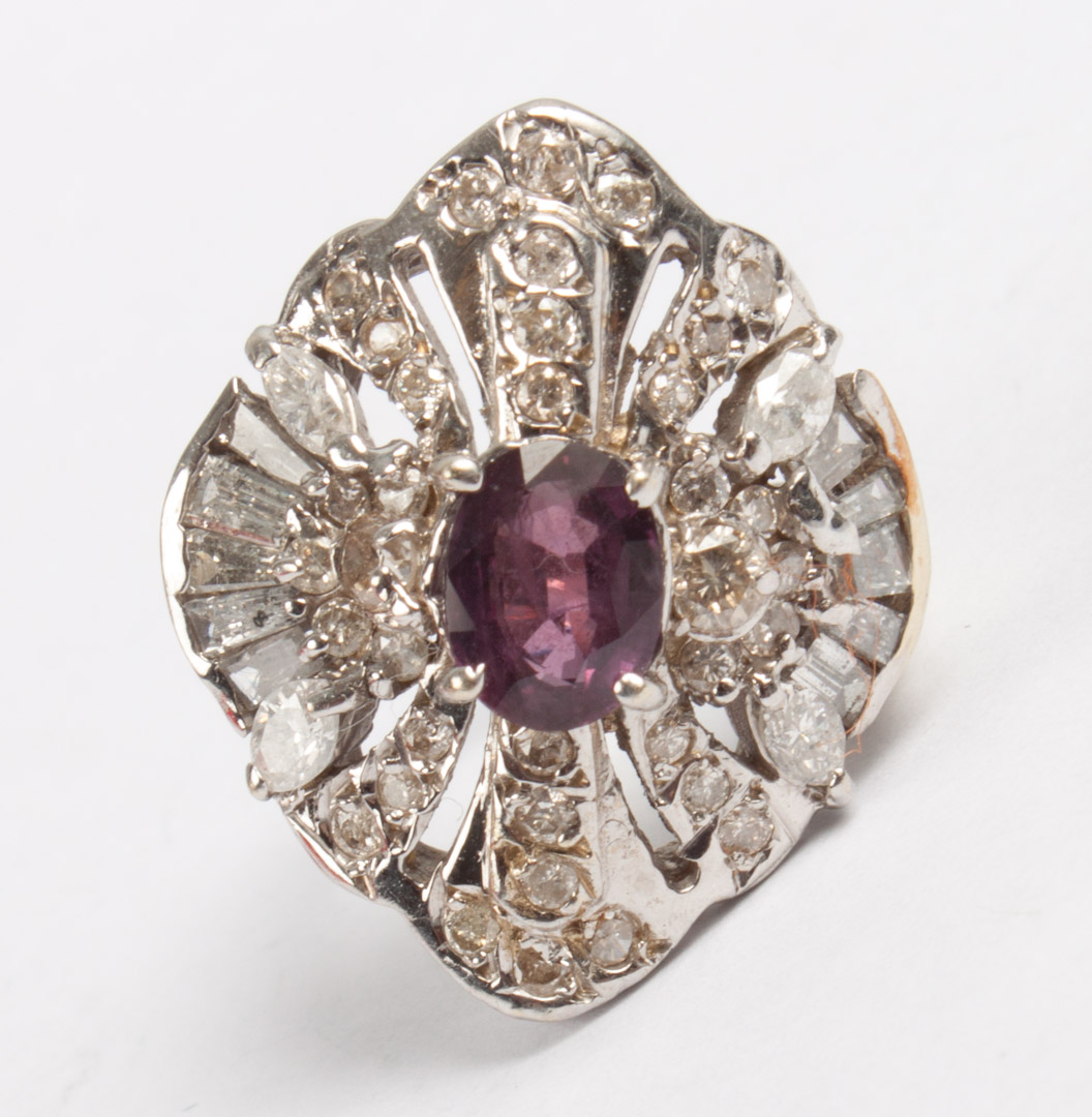 Appraisal: Lady's K white gold diamond garnet ring K white gold