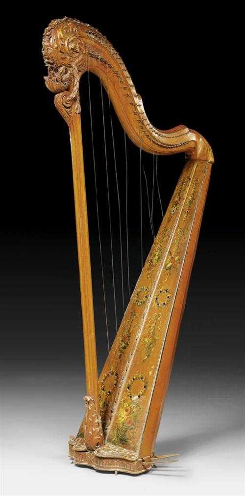 Appraisal: PAINTED PEDAL HARP WITH SIMPLE HARMONIC CHANGE Louis XVI signed