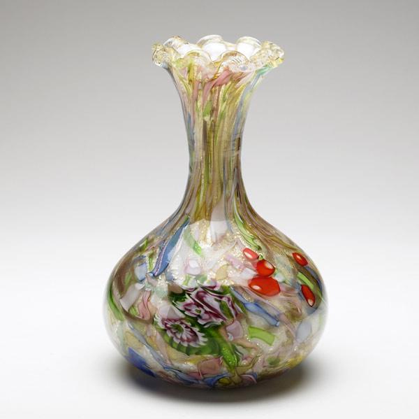 Appraisal: AVEM Tutti Frutti glass vase with ruffled rim x