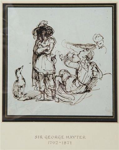 Appraisal: SIR GEORGE HAYTER - - Figure sketch a cavalier dog