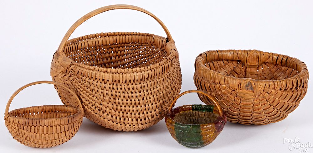 Appraisal: Four miniature split oak baskets Four miniature split oak baskets