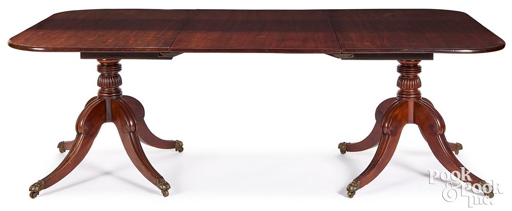 Appraisal: Regency mahogany double pedestal dining table Regency mahogany double pedestal