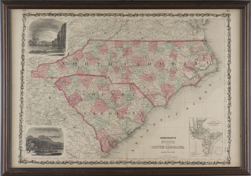 Appraisal: Map Johnson's North and South Carolina New York Johnson Ward