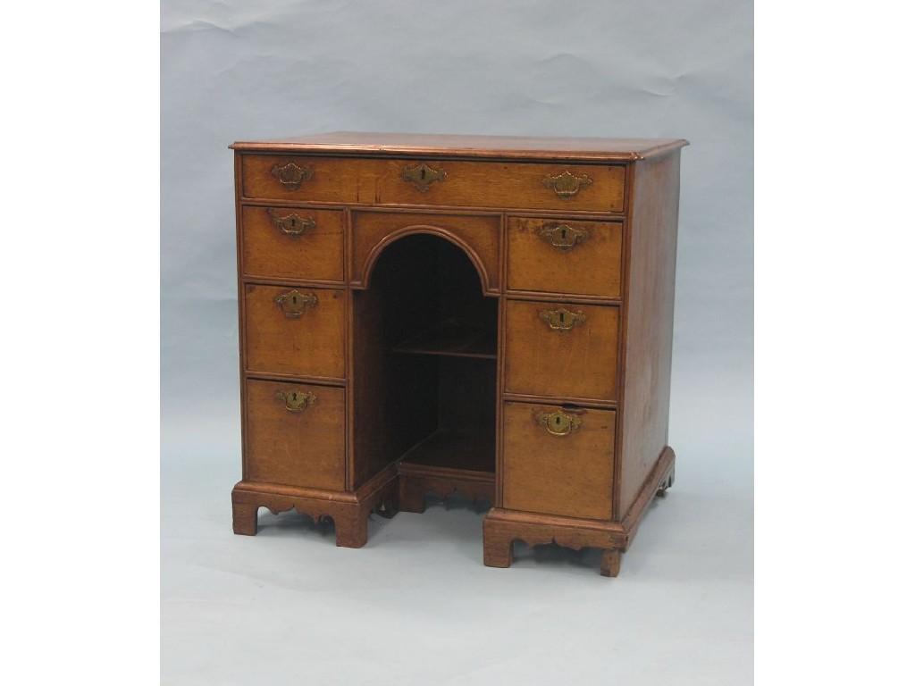 Appraisal: A good Queen Anne George I-period oak kneehole desk rectangular