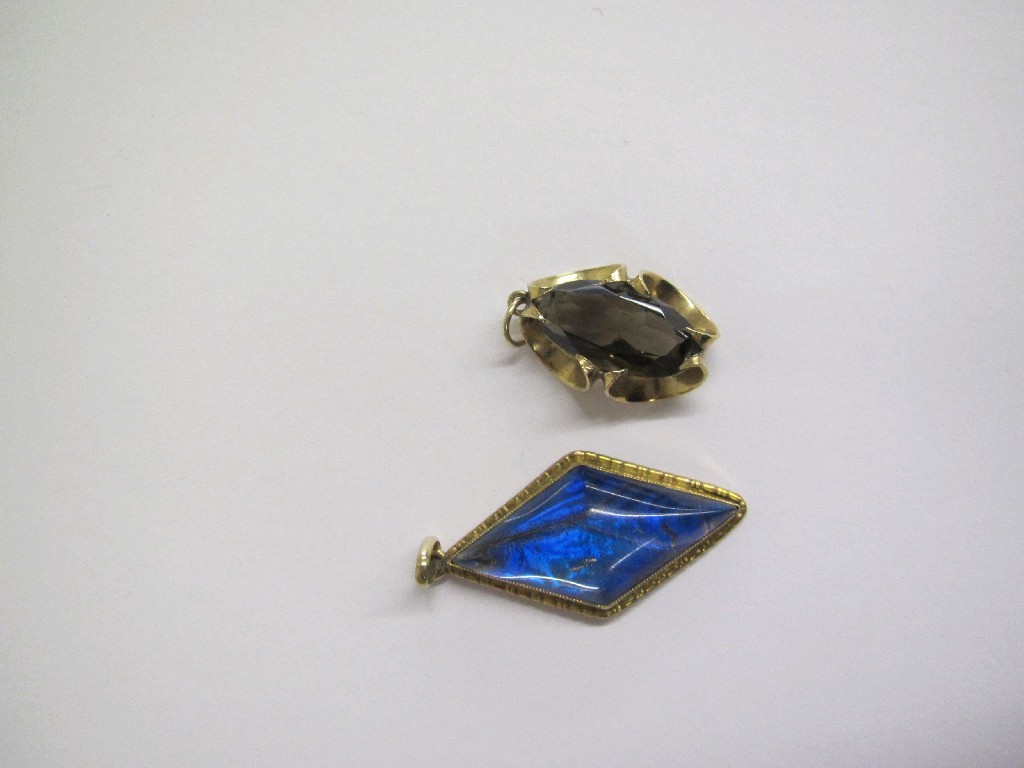 Appraisal: Lot comprising Victorian ct gold butterfly wing set pendant and