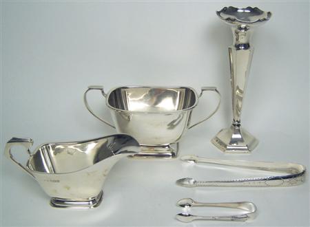 Appraisal: A small collection of silver to include a spill vase