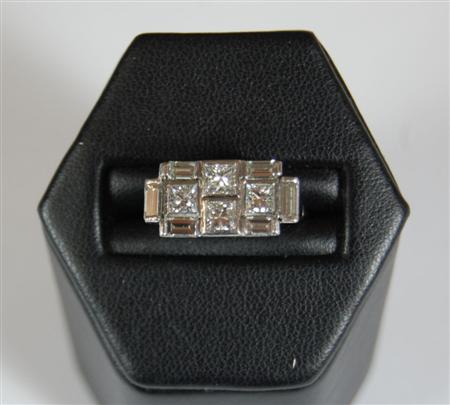 Appraisal: An ct white gold cluster ring composed of a cluster