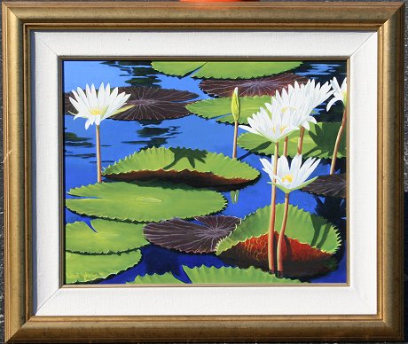 Appraisal: JOHNSON Robert American th century ''Waterlilies'' Study Acrylic Canvas Signed