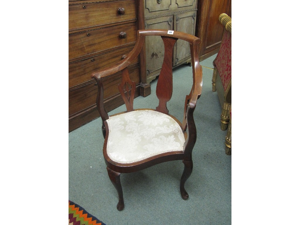 Appraisal: Edwardian mahogany inlaid parlour armchair