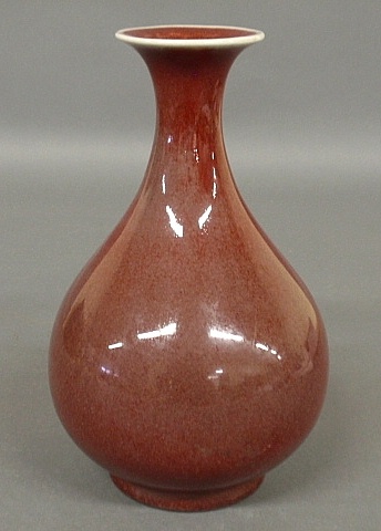 Appraisal: - Chinese blood red porcelain vase h x w -